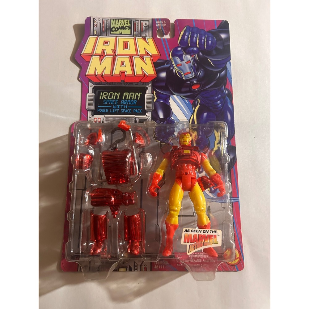 1995 Toy Biz Marvel Iron Man Space Armor Action Figure Power Lift Space Pack